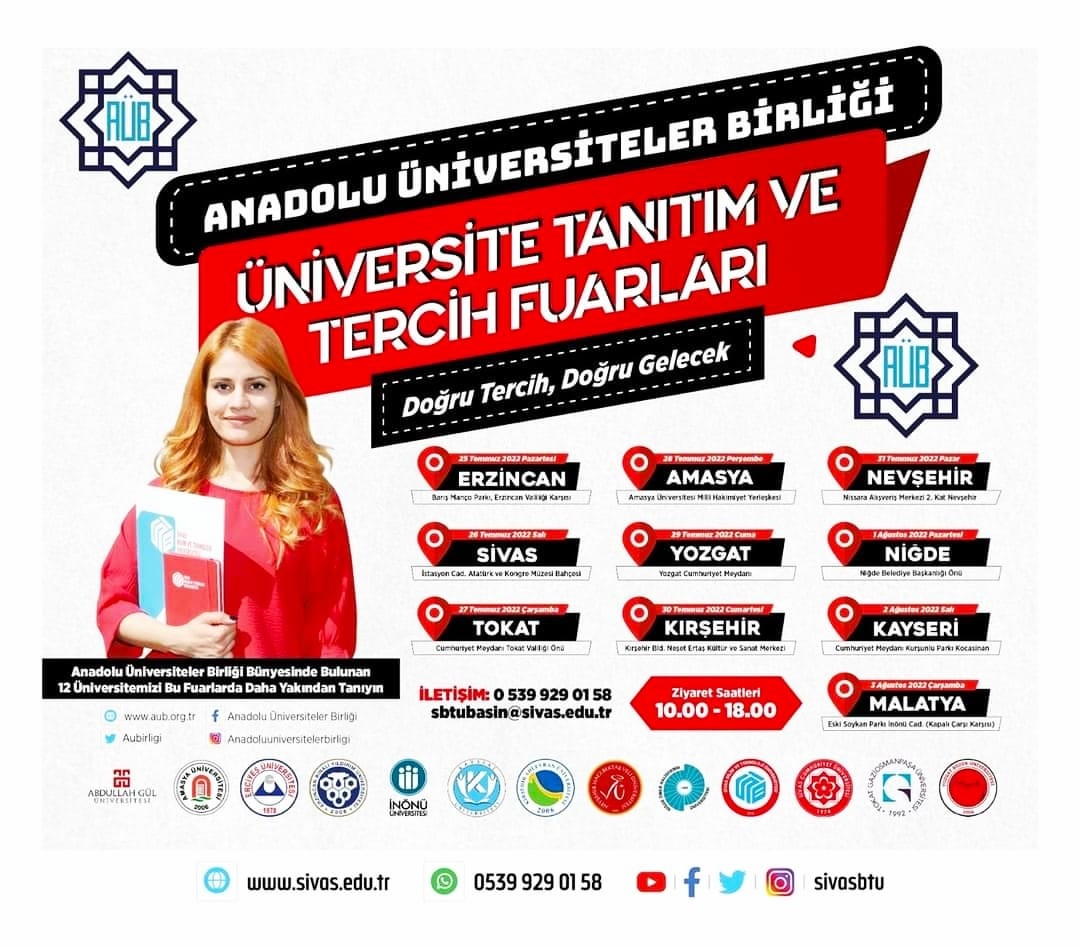 Anadolu Üniversiteler Birliği  Tanıtım ve Tercih Fuarları  25 Temmuz’da başlıyor